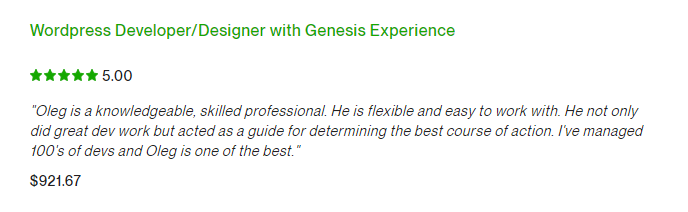 Testimonials from my freelance profile