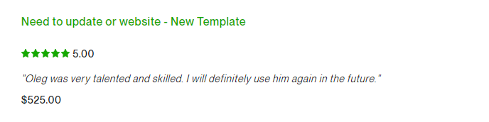Testimonials from my freelance profile