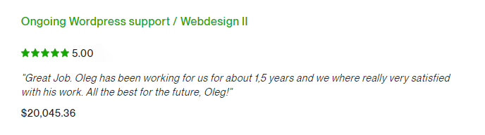 Testimonials from my freelance profile
