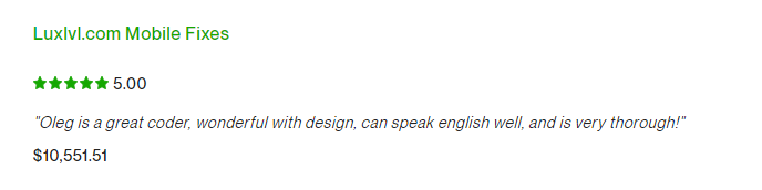 Testimonials from my freelance profile